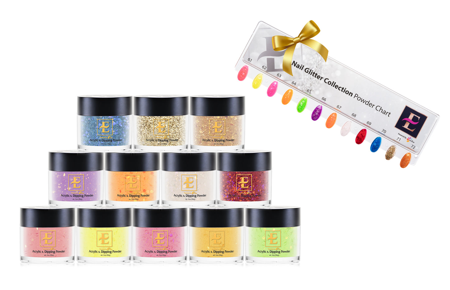 E Glitter Collection Acrylic & Dip Powder (Set of 12 Colors)